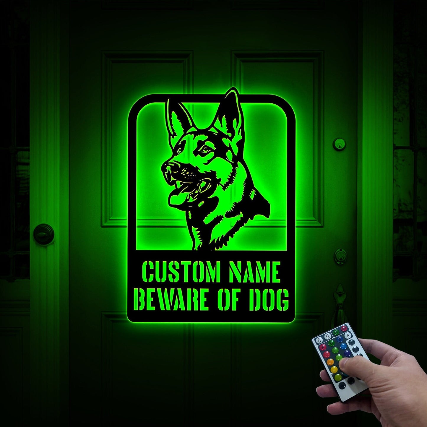 Custom Beware of Dog Sign German Shepherd, Dog Warning Sign, Caution Sign, Gate Sign, Metal German Shepherd Gifts, Dog Wall Decor, Dog Name