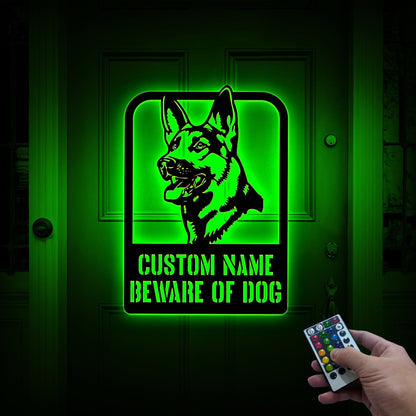 Custom Beware of Dog Sign German Shepherd, Dog Warning Sign, Caution Sign, Gate Sign, Metal German Shepherd Gifts, Dog Wall Decor, Dog Name