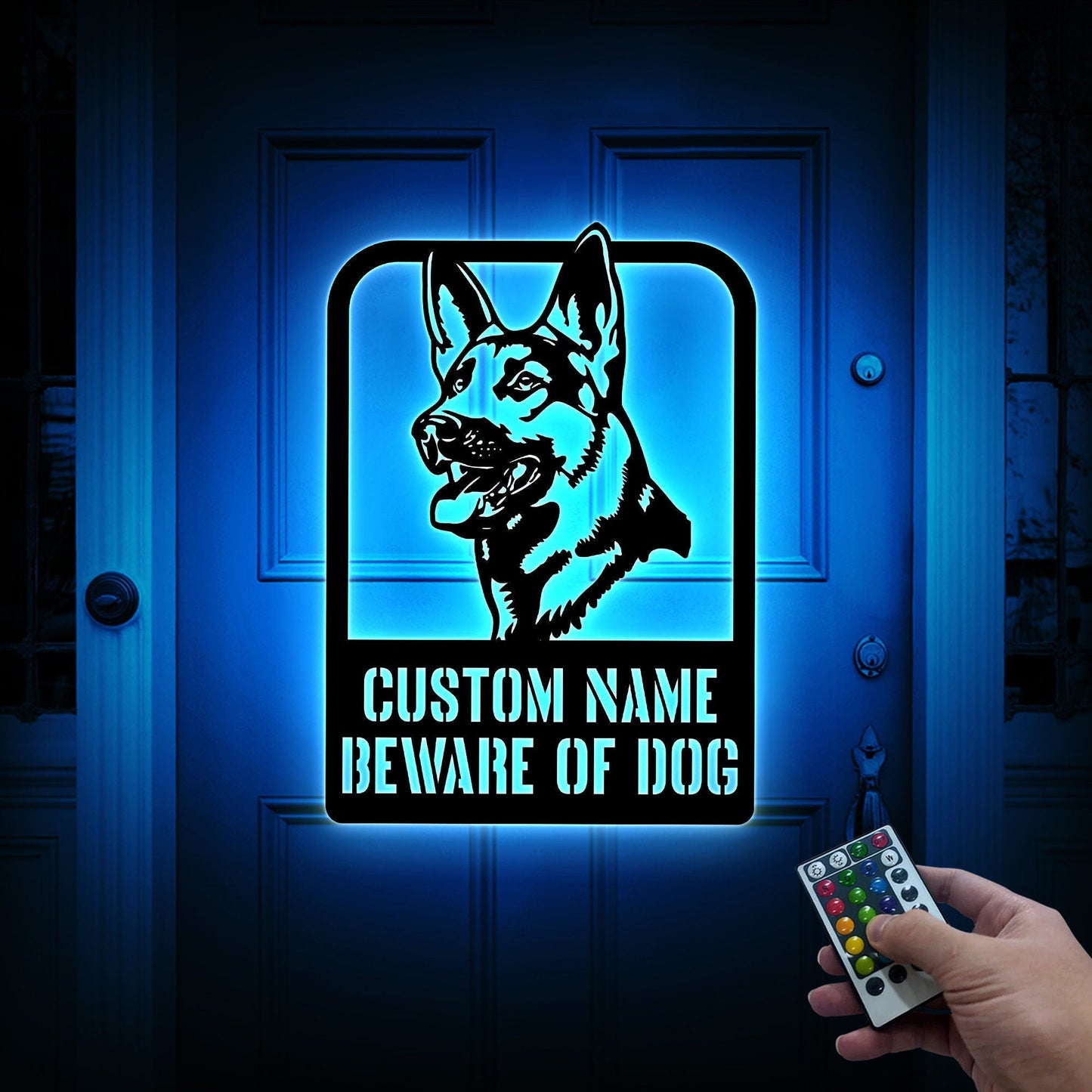 Custom Beware of Dog Sign German Shepherd, Dog Warning Sign, Caution Sign, Gate Sign, Metal German Shepherd Gifts, Dog Wall Decor, Dog Name