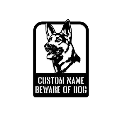 Custom Beware of Dog Sign German Shepherd, Dog Warning Sign, Caution Sign, Gate Sign, Metal German Shepherd Gifts, Dog Wall Decor, Dog Name