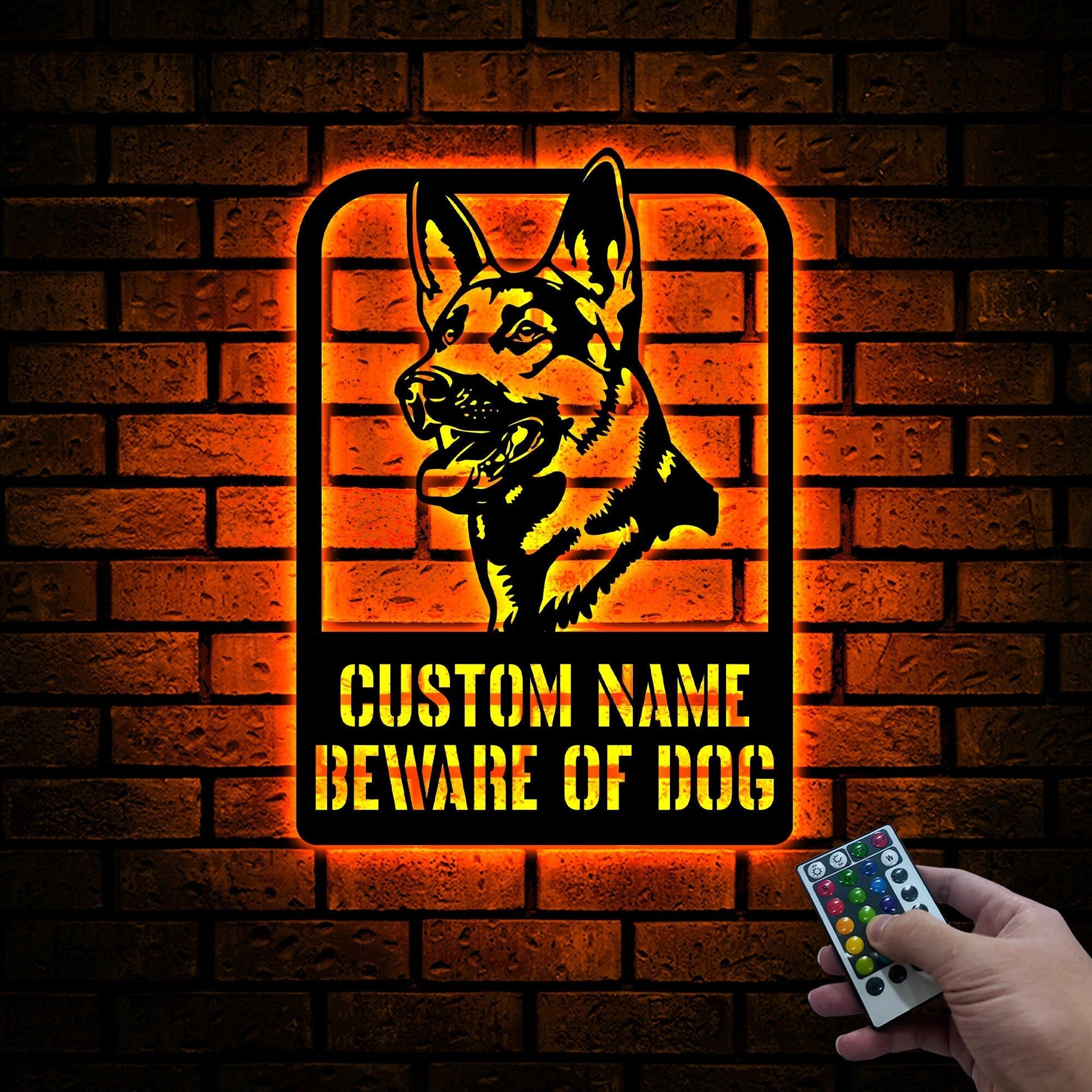 Custom Beware of Dog Sign German Shepherd, Dog Warning Sign, Caution Sign, Gate Sign, Metal German Shepherd Gifts, Dog Wall Decor, Dog Name