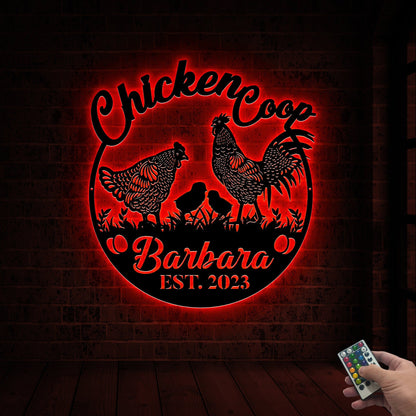 Custom Metal Chicken Coop Sign with Led Light, Rooster Hen Sign, Farm Barn Decor, Country Home Decor, Welcome Sign, Hen House Sign