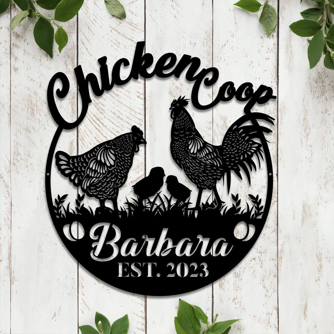 Custom Metal Chicken Coop Sign with Led Light, Rooster Hen Sign, Farm Barn Decor, Country Home Decor, Welcome Sign, Hen House Sign