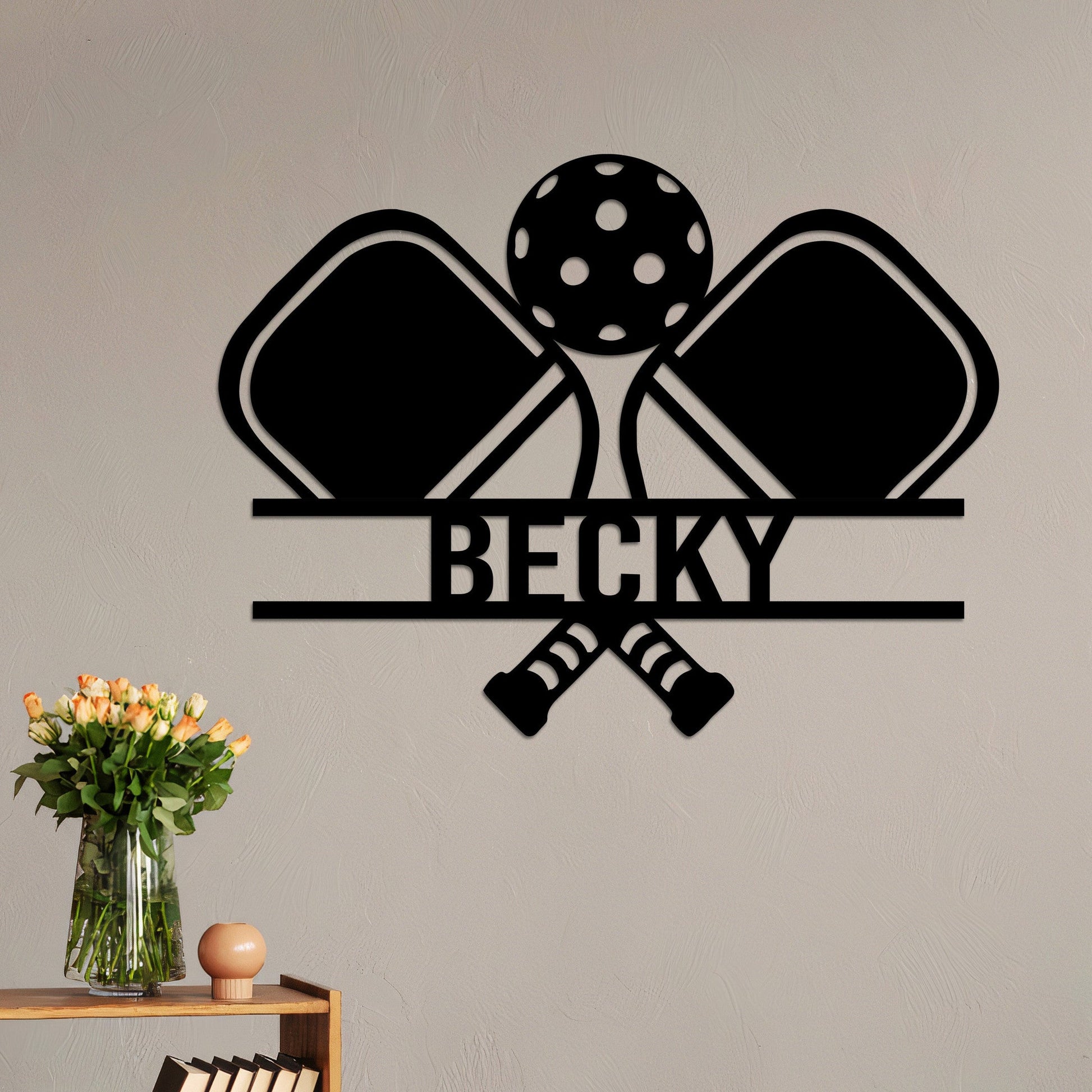 Custom Pickleball Metal Wall Art With Led Lights, Powder Coated Metal Custom Pickleball Sign, Pickleball Lover Gift, Monogram Sign Gift