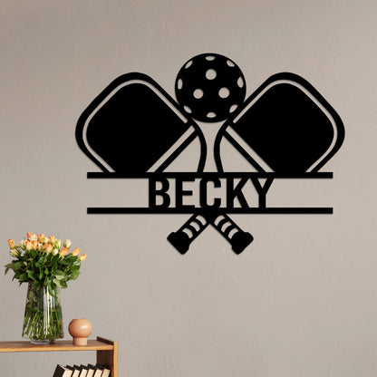 Custom Pickleball Metal Wall Art With Led Lights, Powder Coated Metal Custom Pickleball Sign, Pickleball Lover Gift, Monogram Sign Gift