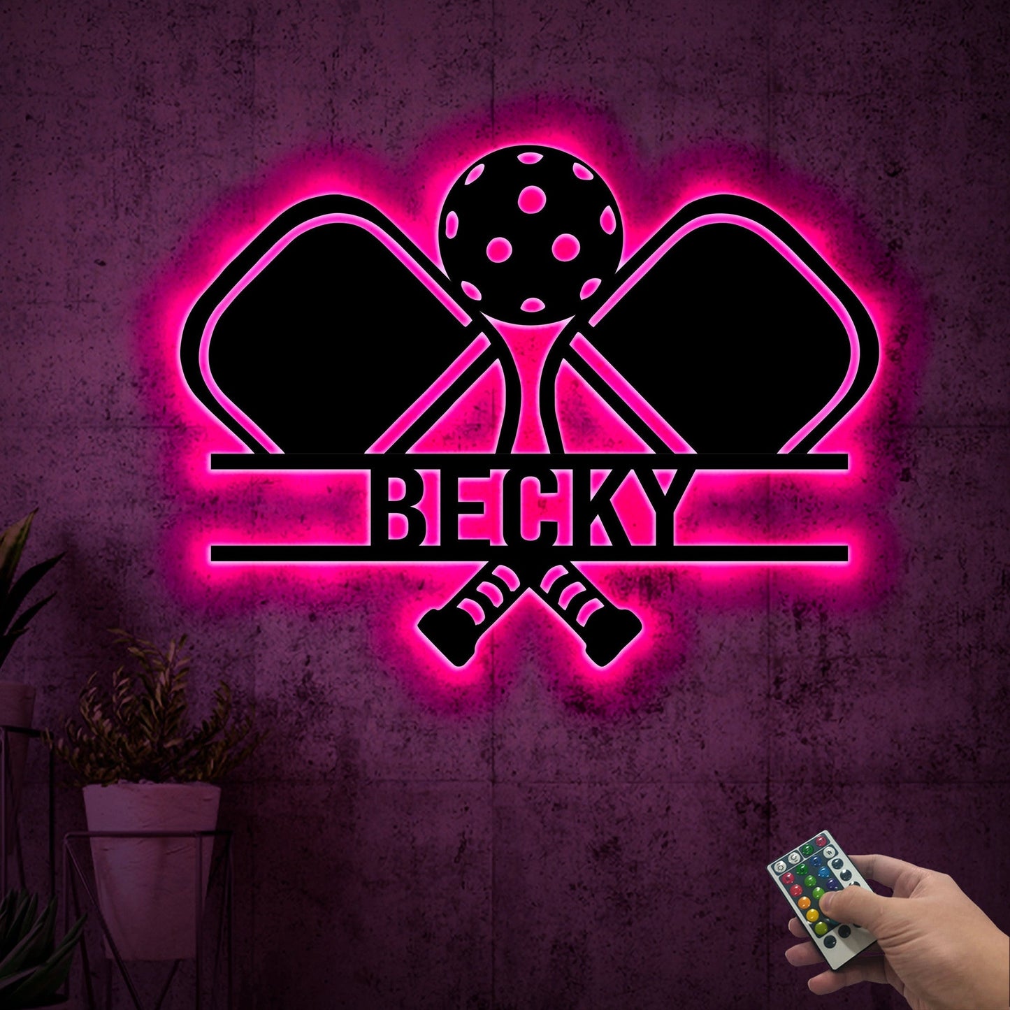 Custom Pickleball Metal Wall Art With Led Lights, Powder Coated Metal Custom Pickleball Sign, Pickleball Lover Gift, Monogram Sign Gift