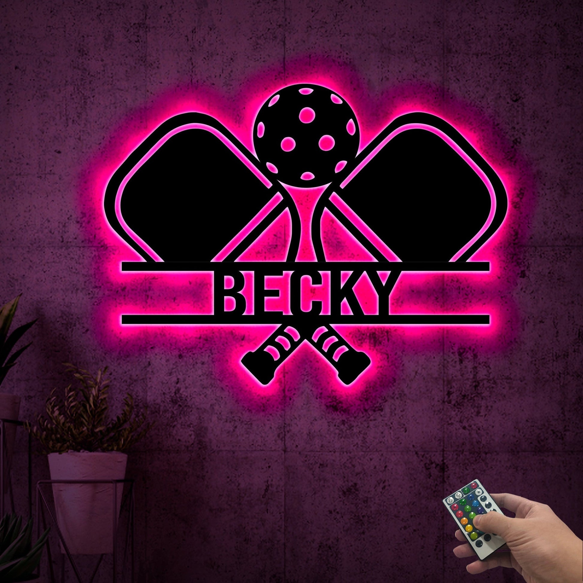 Custom Pickleball Metal Wall Art With Led Lights, Powder Coated Metal Custom Pickleball Sign, Pickleball Lover Gift, Monogram Sign Gift