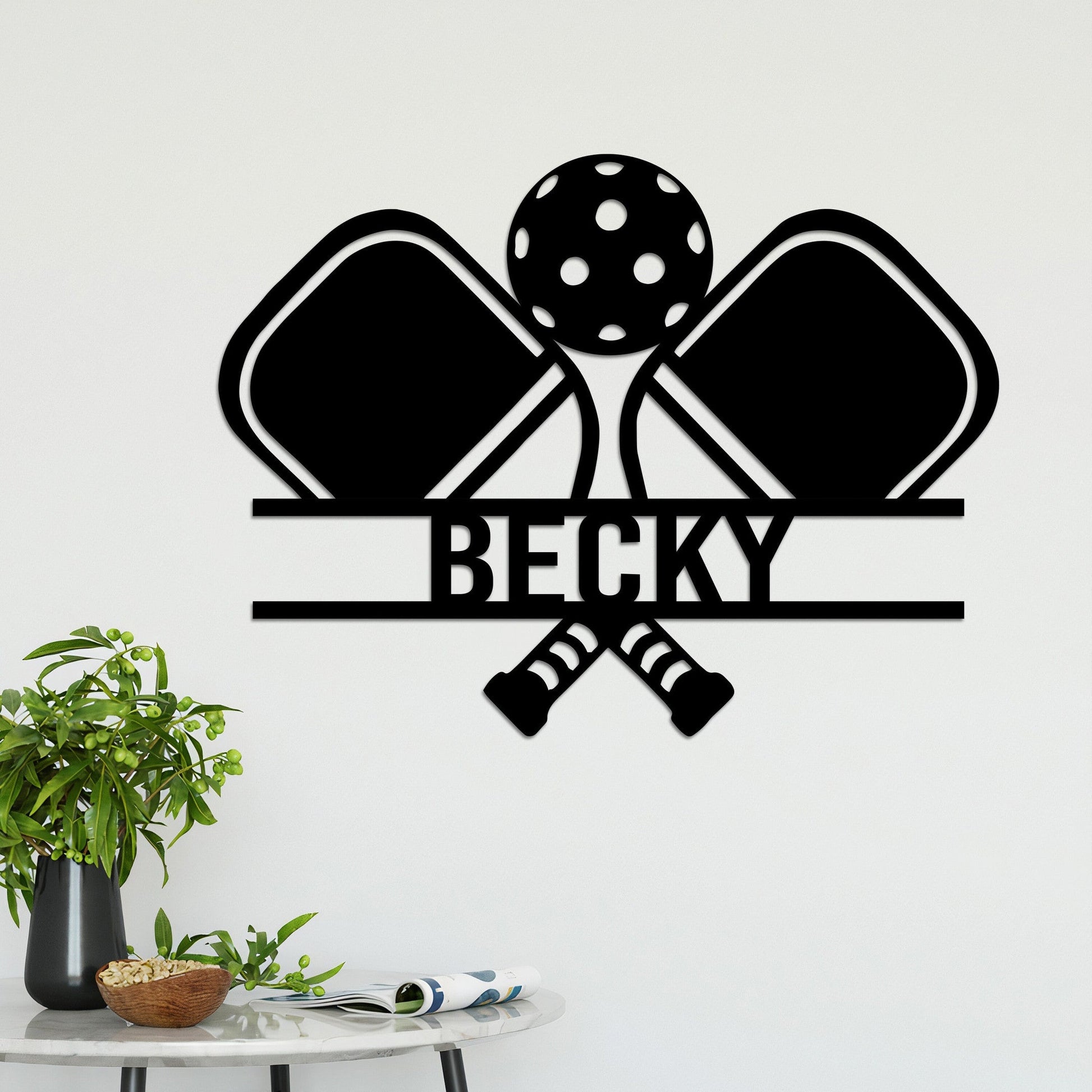 Custom Pickleball Metal Wall Art With Led Lights, Powder Coated Metal Custom Pickleball Sign, Pickleball Lover Gift, Monogram Sign Gift