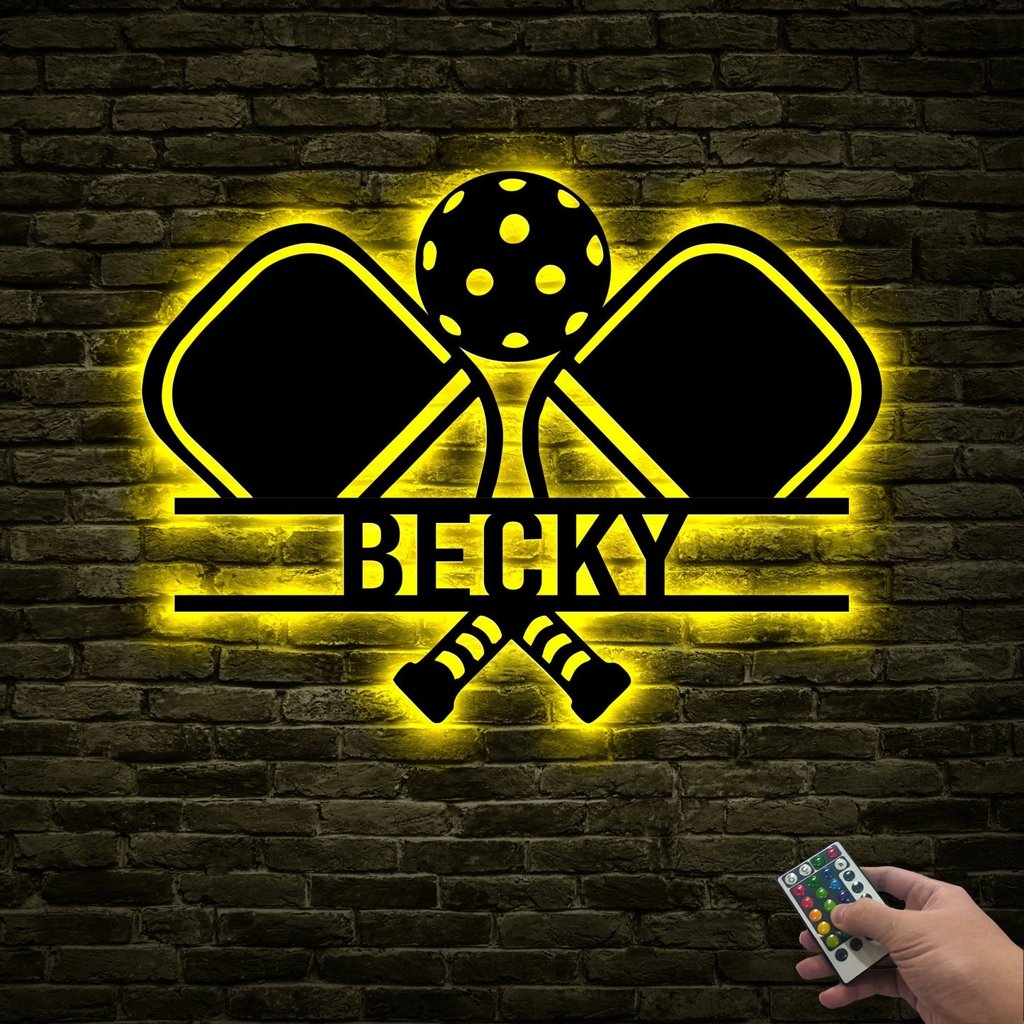 Custom Pickleball Metal Wall Art With Led Lights, Powder Coated Metal Custom Pickleball Sign, Pickleball Lover Gift, Monogram Sign Gift