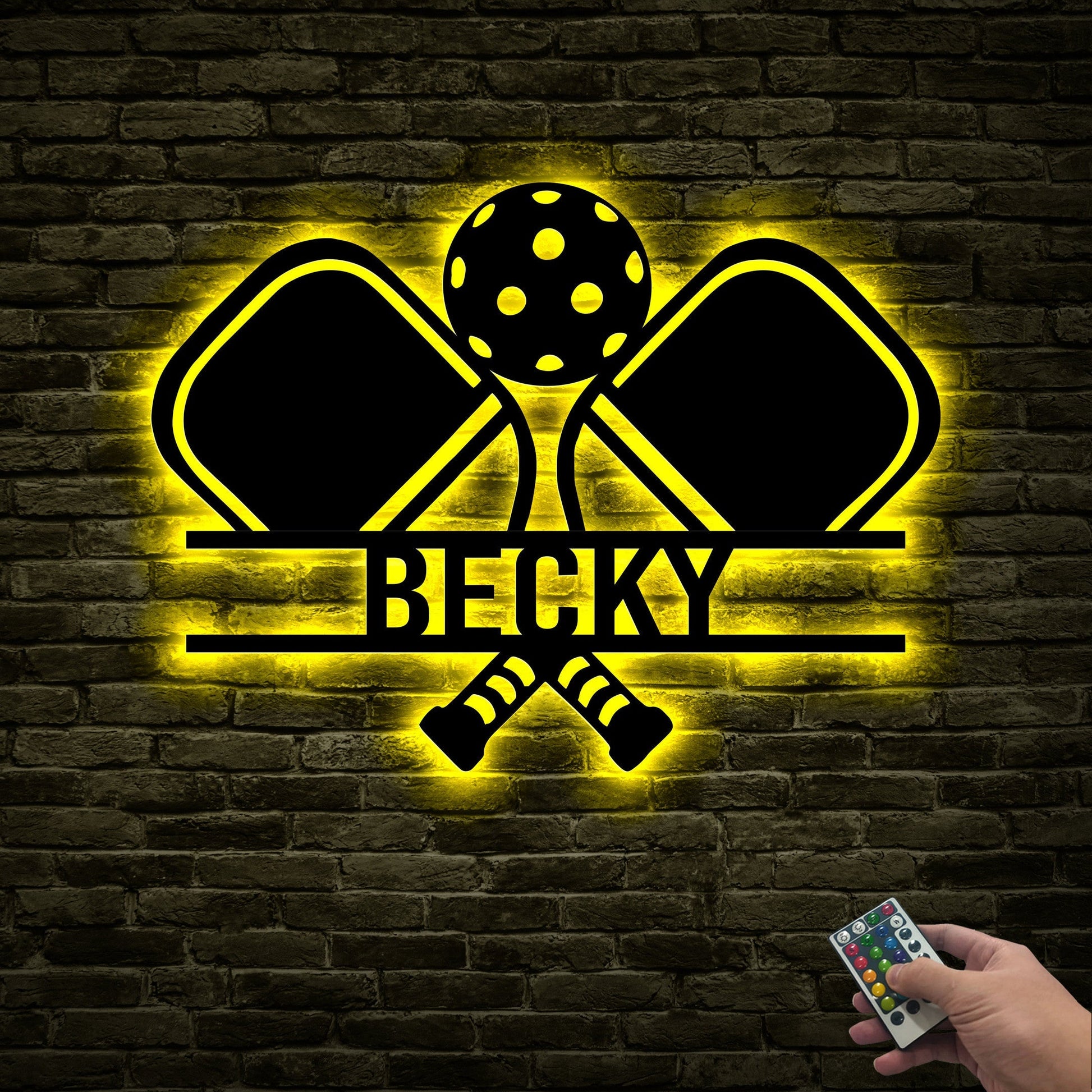 Custom Pickleball Metal Wall Art With Led Lights, Powder Coated Metal Custom Pickleball Sign, Pickleball Lover Gift, Monogram Sign Gift