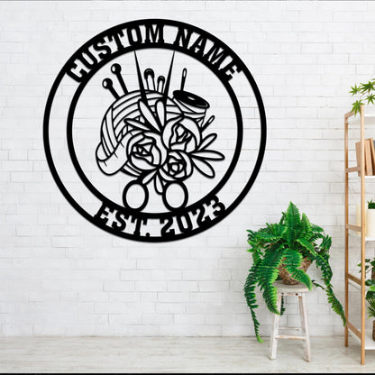 Custom Metal Crochet Sign with Led Light, Crochet Lover Gift, Craft Room Decor, Knitting Metal Wall Art, Ball Yarn Sign Crochet Crafter Gift