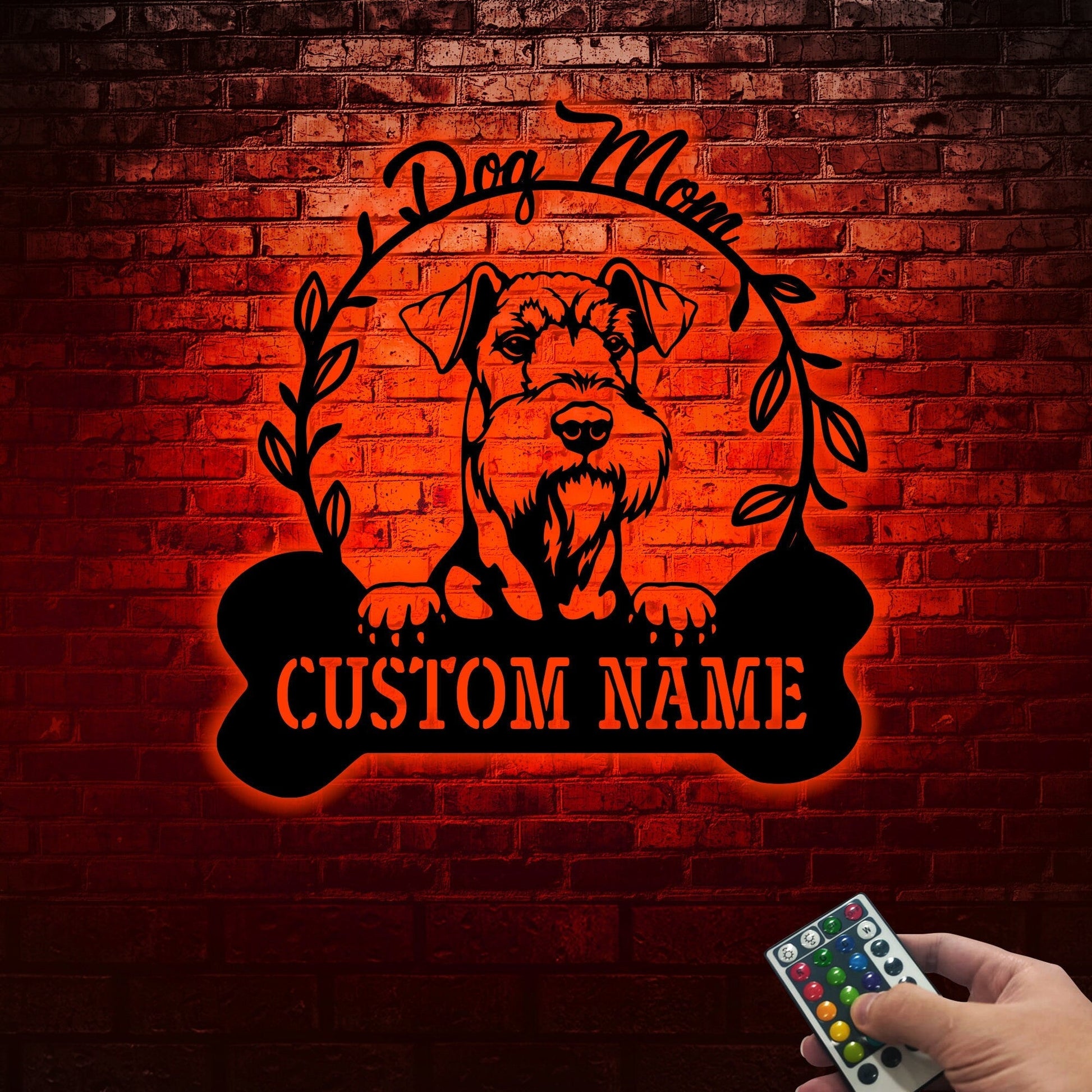 Custom Airedale Terrier Dog Metal Wall with Led Lights, Dog Lover Gift, Dog Welcome Sign, Dog Owner Gift, Dog Name Sign, Metal Dog Decor