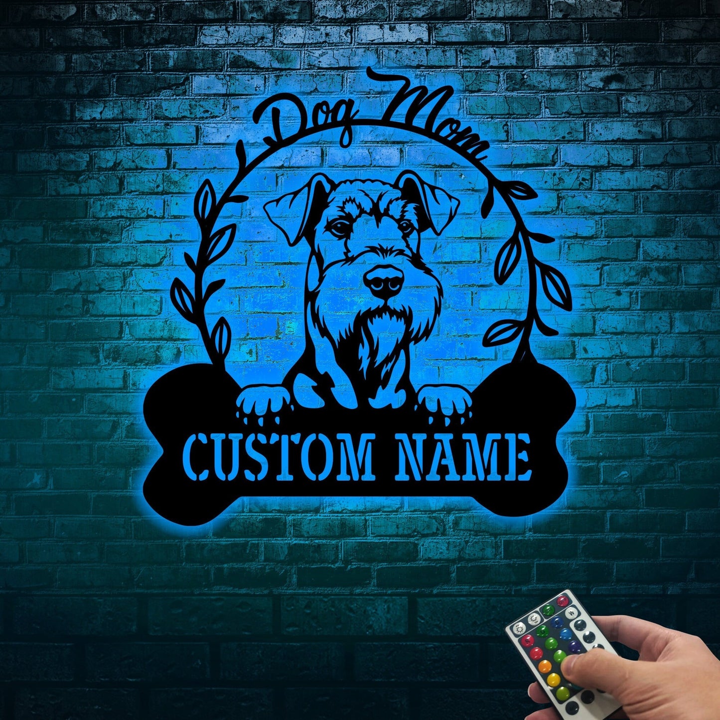 Custom Airedale Terrier Dog Metal Wall with Led Lights, Dog Lover Gift, Dog Welcome Sign, Dog Owner Gift, Dog Name Sign, Metal Dog Decor