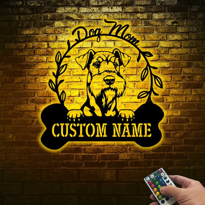 Custom Airedale Terrier Dog Metal Wall with Led Lights, Dog Lover Gift, Dog Welcome Sign, Dog Owner Gift, Dog Name Sign, Metal Dog Decor