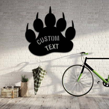 Custom Bear Paw Print Metal Wall Art With Led Lights, Bear Paw Print Sign, Wild Animal Lover Gift, Bear Lover Gift, Cabin Sign, Gift For Him