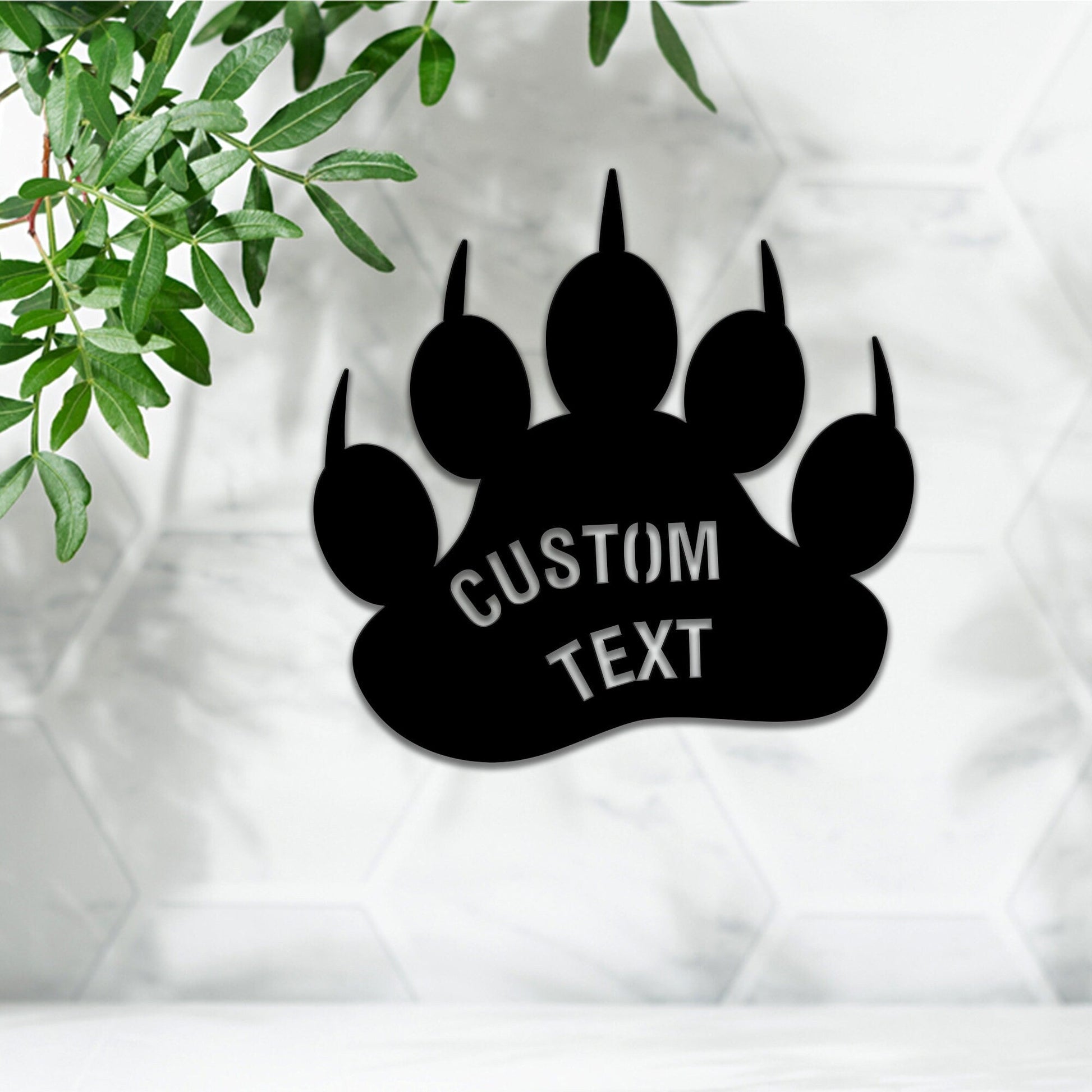 Custom Bear Paw Print Metal Wall Art With Led Lights, Bear Paw Print Sign, Wild Animal Lover Gift, Bear Lover Gift, Cabin Sign, Gift For Him