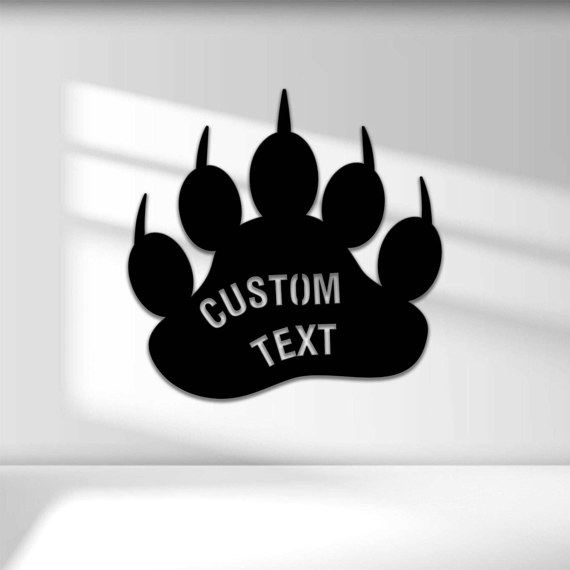 Custom Bear Paw Print Metal Wall Art With Led Lights, Bear Paw Print Sign, Wild Animal Lover Gift, Bear Lover Gift, Cabin Sign, Gift For Him