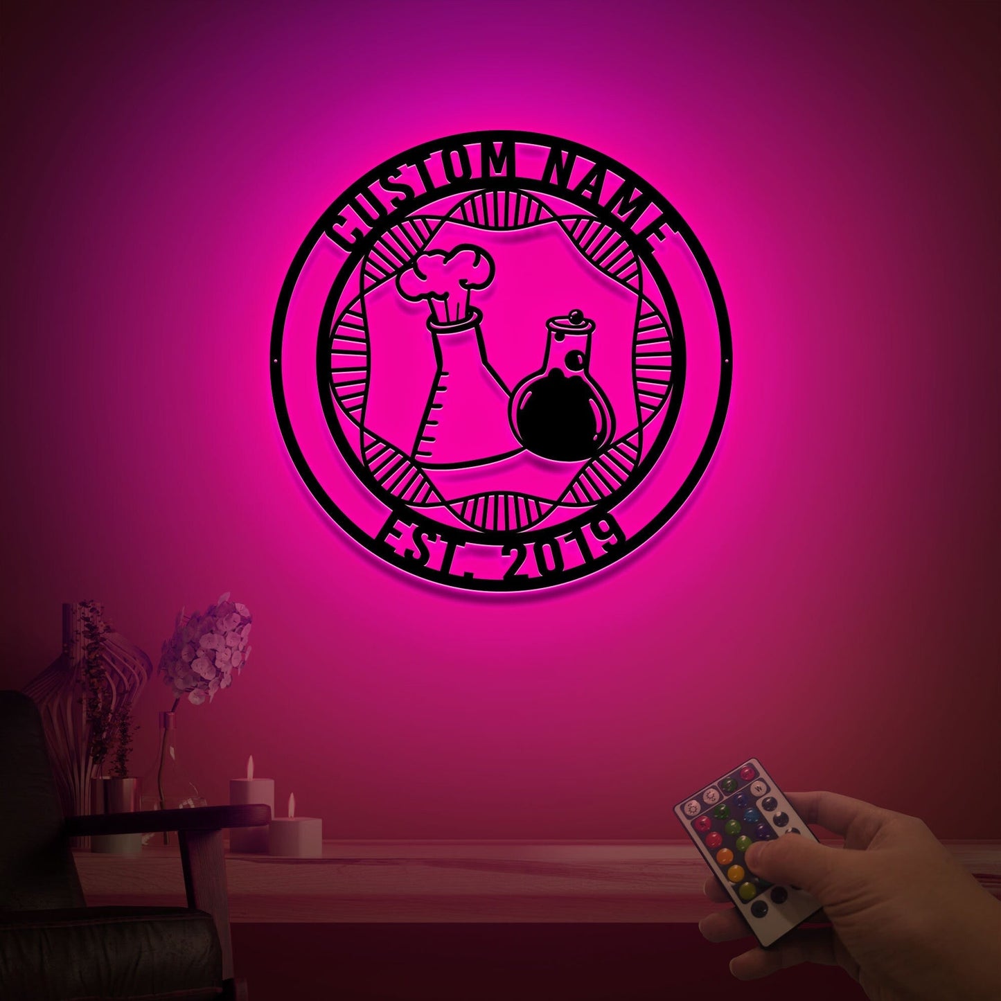 Custom Metal Scientist Sign with Led Light, Chemist Gift, Science Lab Sign, Laboratory Decor, Scientist Room Decor, Science Teacher Gift