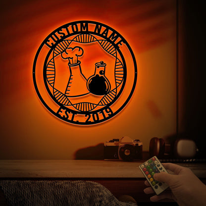 Custom Metal Scientist Sign with Led Light, Chemist Gift, Science Lab Sign, Laboratory Decor, Scientist Room Decor, Science Teacher Gift