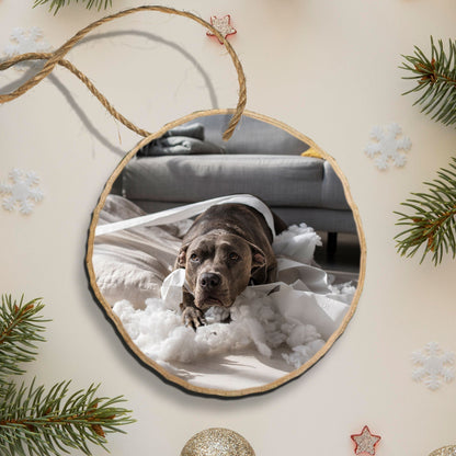 Custom Dog or Cat Photo Wood Slice Ornament, Custom Your Puppy Picture, Pet's First Christmas Ornament, Xmas Gift, Tree Slice Ornament