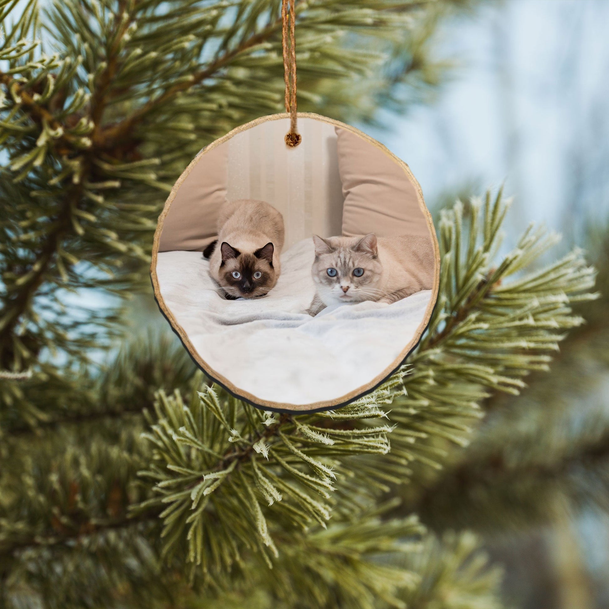 Custom Dog or Cat Photo Wood Slice Ornament, Custom Your Puppy Picture, Pet's First Christmas Ornament, Xmas Gift, Tree Slice Ornament