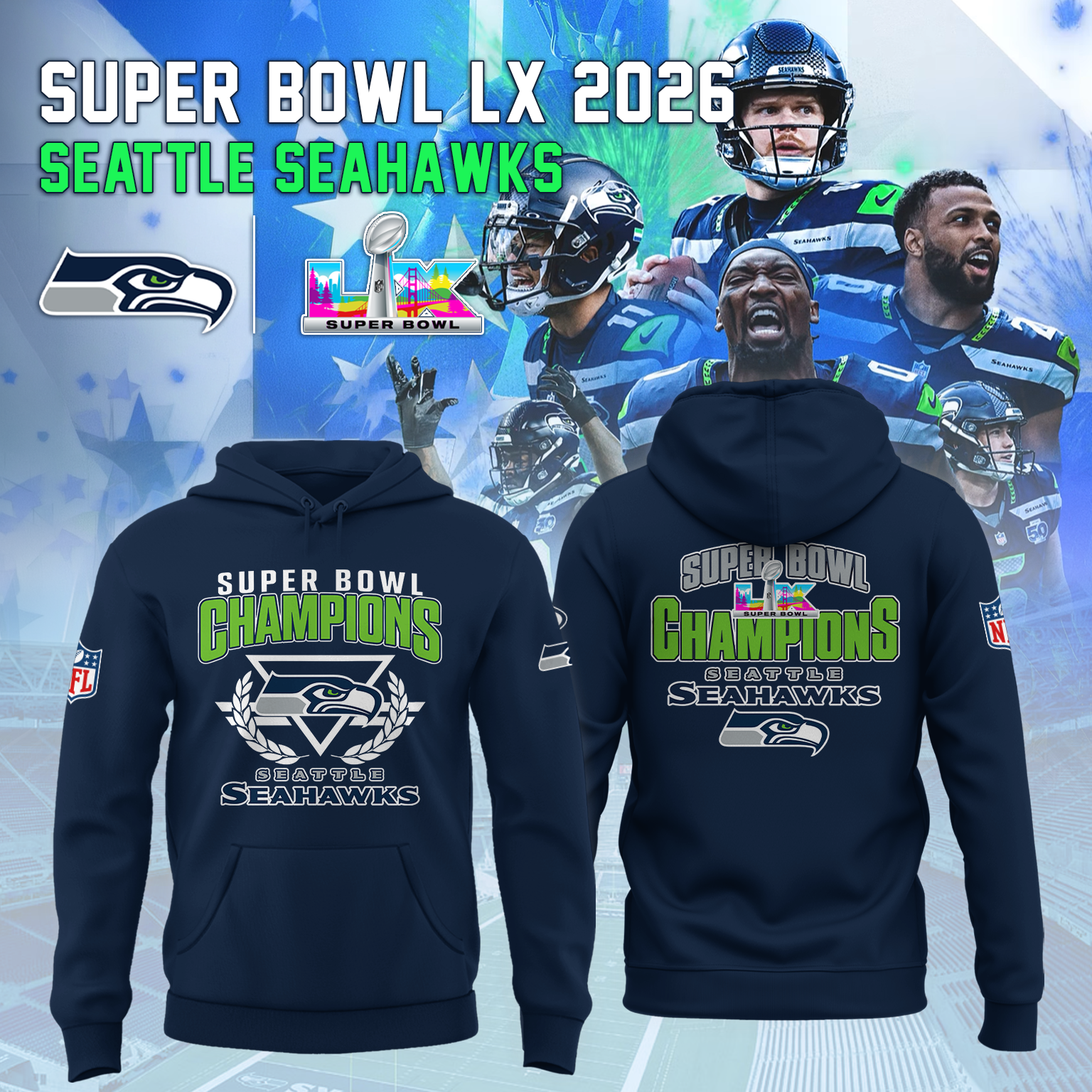 Seattle Seahawks Super Bowl LX Champions Limited Edition Hoodie