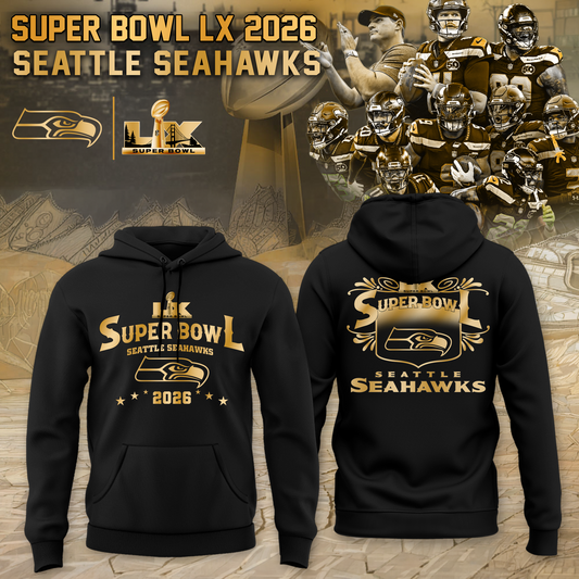 Seattle Seahawks 2026 Super Bowl LX Champions Hoodie Golden Black