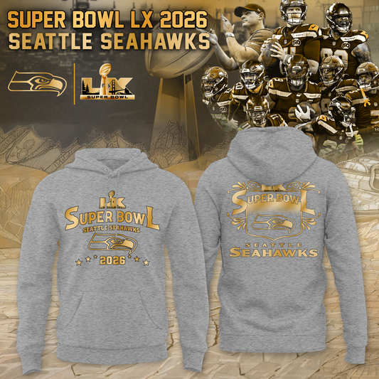 Seattle Seahawks 2026 Super Bowl LX Champions Hoodie Golden Gray