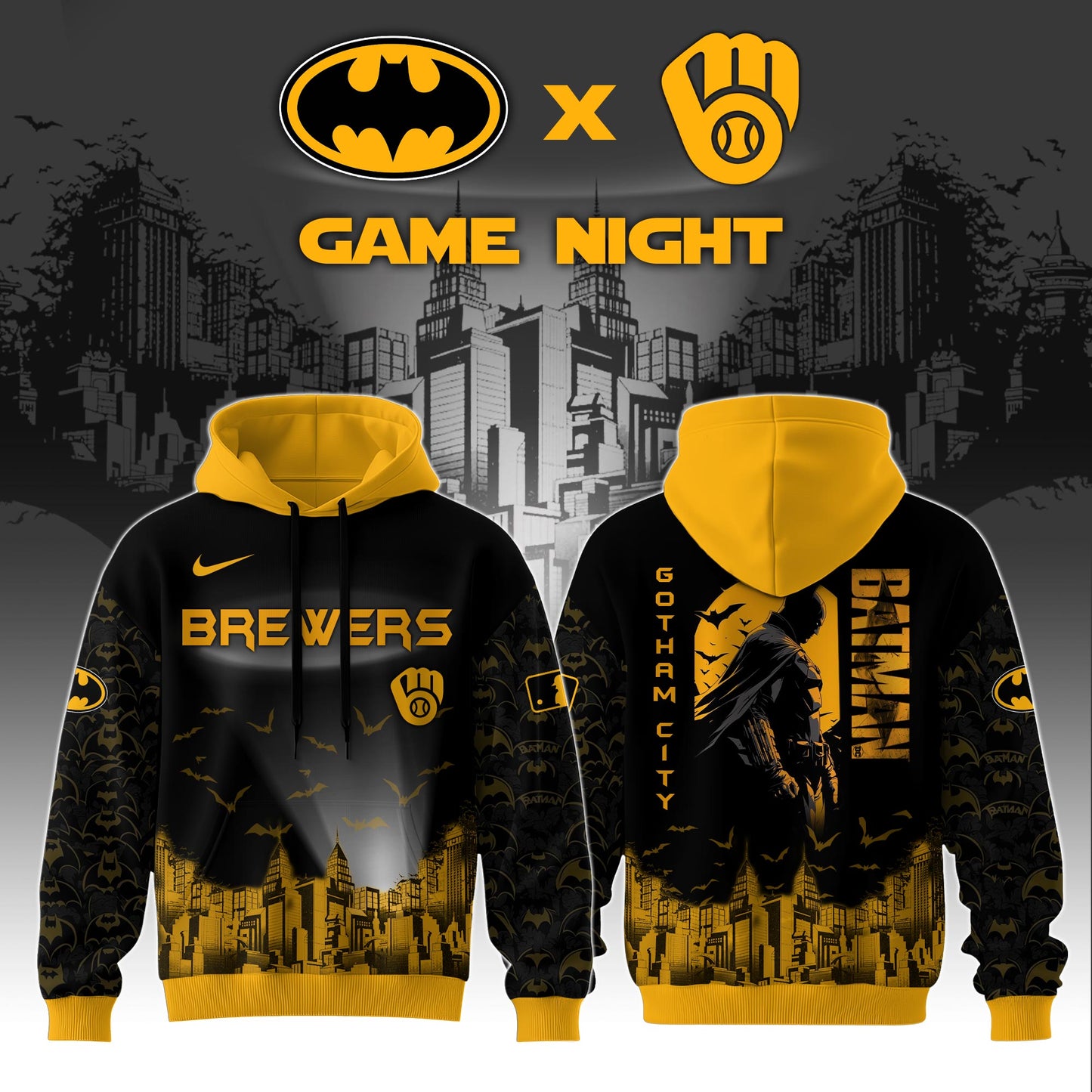Milwaukee Brewers x DC Batman Game Night Special Edition Hoodie