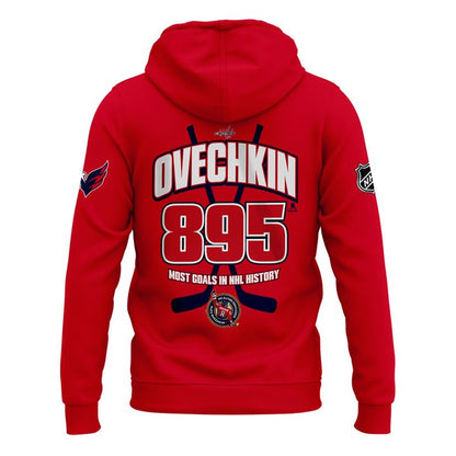Alexander Ovechkin Washington Capitals Hoodie - All-Time Leading Goal Scorer Cross Sticks Red Hoodie - Washington Capitals 895 Hoodie