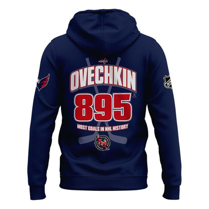 Alexander Ovechkin Washington Capitals Hoodie - All-Time Leading Goal Scorer Cross Sticks Navy Hoodie - Washington Capitals 895 Hoodie