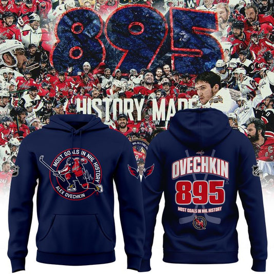 Alexander Ovechkin Washington Capitals Hoodie - All-Time Leading Goal Scorer Cross Sticks Navy Hoodie - Washington Capitals 895 Hoodie