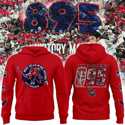 Alexander Ovechkin Washington Capitals Hoodie - All-Time Leading Goal Scorer Cross Sticks Red Hoodie - Washington Capitals 895 Hoodie