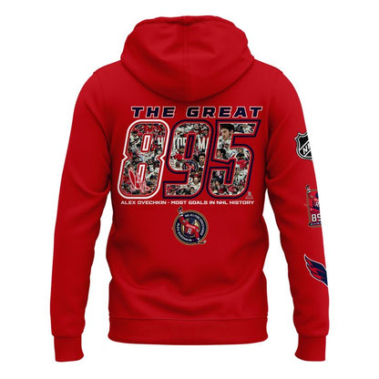 Alexander Ovechkin Washington Capitals Hoodie - All-Time Leading Goal Scorer Cross Sticks Red Hoodie - Washington Capitals 895 Hoodie