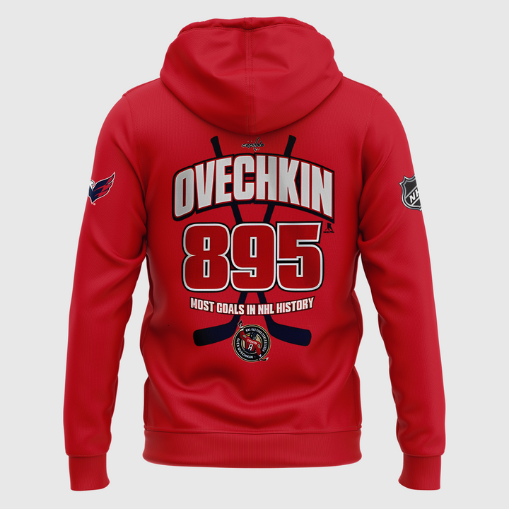 Alexander Ovechkin Washington Capitals Hoodie - All-Time Leading Goal Scorer Cross Sticks Red Hoodie