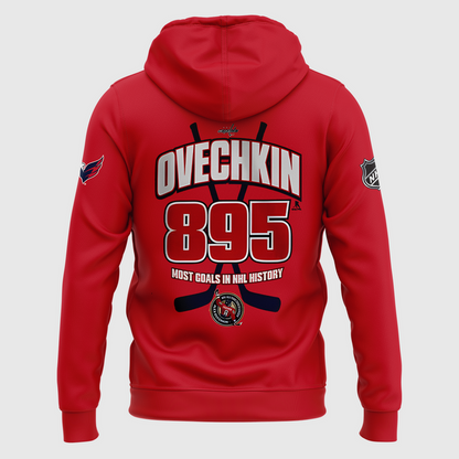 Alexander Ovechkin Washington Capitals Hoodie - All-Time Leading Goal Scorer Cross Sticks Red Hoodie