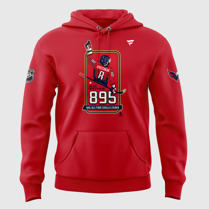 Alexander Ovechkin Washington Capitals Hoodie - All-Time Leading Goal Scorer Cross Sticks Red Hoodie