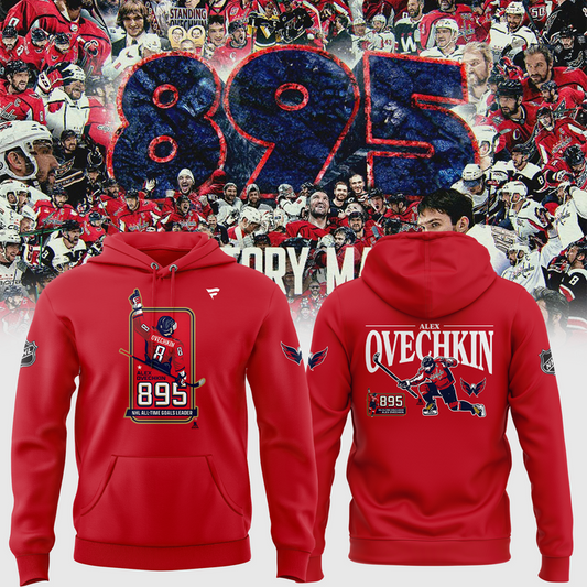Alexander Ovechkin Washington Capitals Hoodie - All-Time Leading Goal Scorer Cross Sticks Red Hoodie - Washington Capitals 895 Hoodie