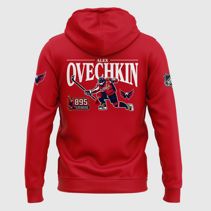 Alexander Ovechkin Washington Capitals Hoodie - All-Time Leading Goal Scorer Cross Sticks Red Hoodie - Washington Capitals 895 Hoodie