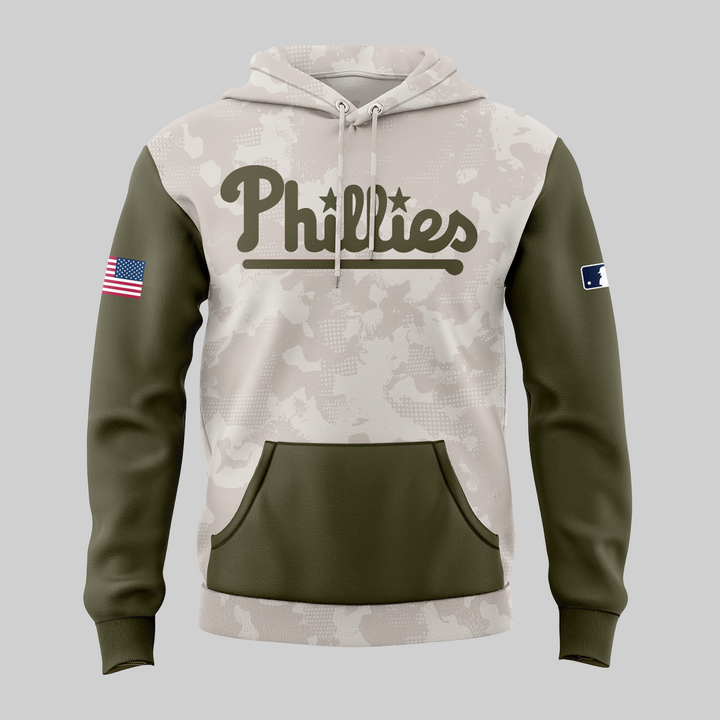 Philadelphia Phillies Baseball Army Hoodie For ARMED FORCES DAY