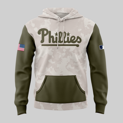 Philadelphia Phillies Baseball Army Hoodie For ARMED FORCES DAY