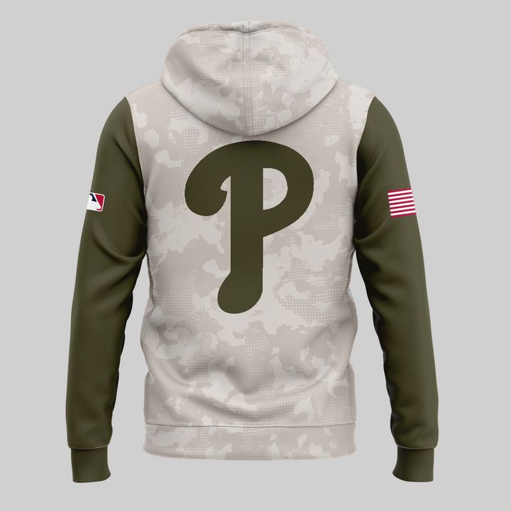 Philadelphia Phillies Baseball Army Hoodie For ARMED FORCES DAY