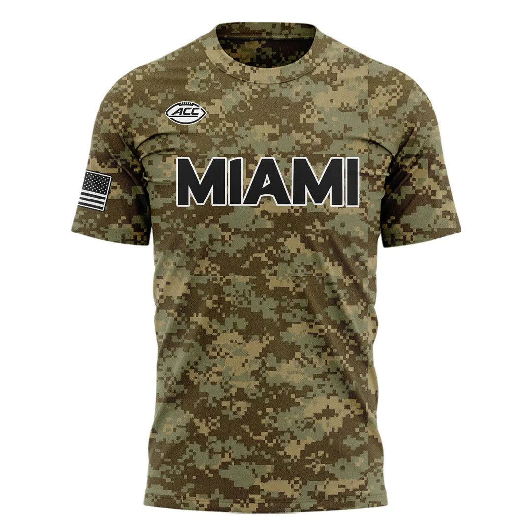 Miami Hurricanes Football Military Appreciation Camo T-shirt