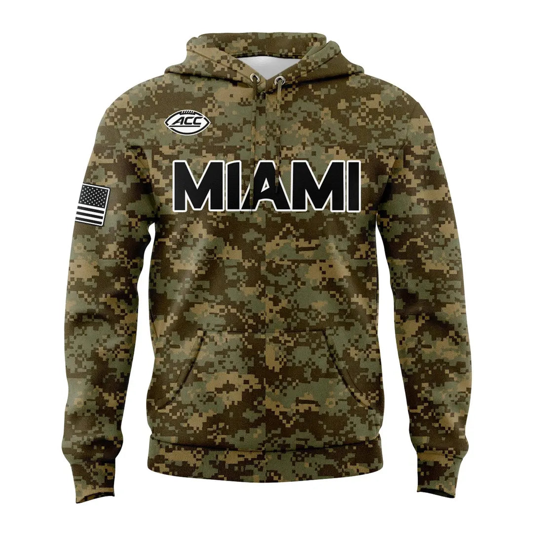 Miami Hurricanes Football Military Appreciation Camo Hoodie