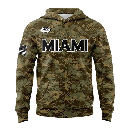Miami Hurricanes Football Military Appreciation Camo Hoodie