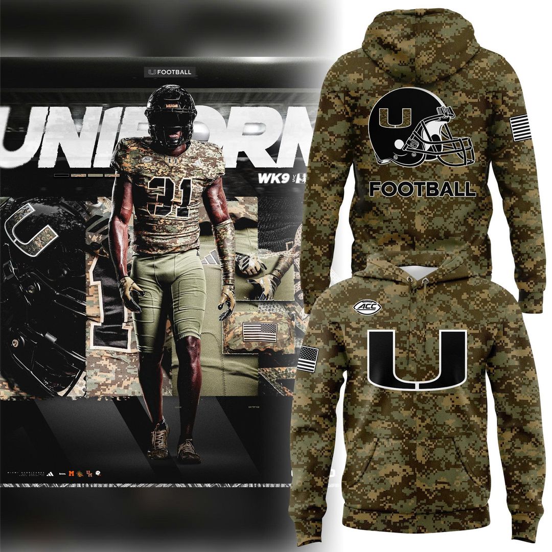 Miami Hurricanes Football Military Appreciation Camo Hoodie