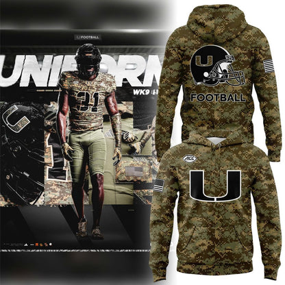 Miami Hurricanes Football Military Appreciation Camo Hoodie