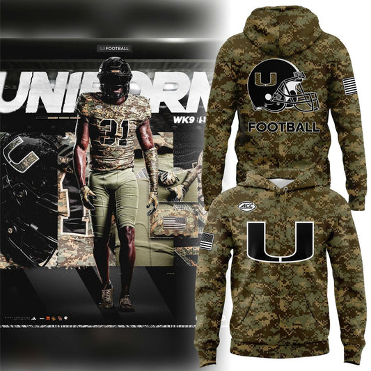 Miami Hurricanes Football Military Appreciation Camo Hoodie