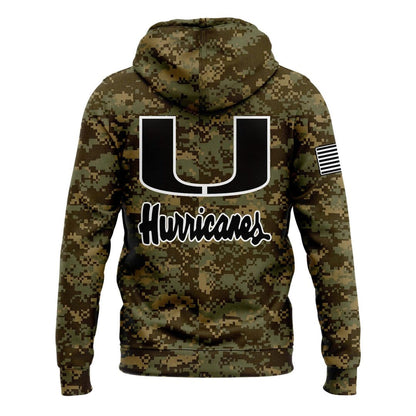 Miami Hurricanes Football Military Appreciation Camo Hoodie