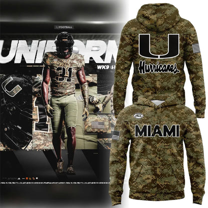 Miami Hurricanes Football Military Appreciation Camo Hoodie